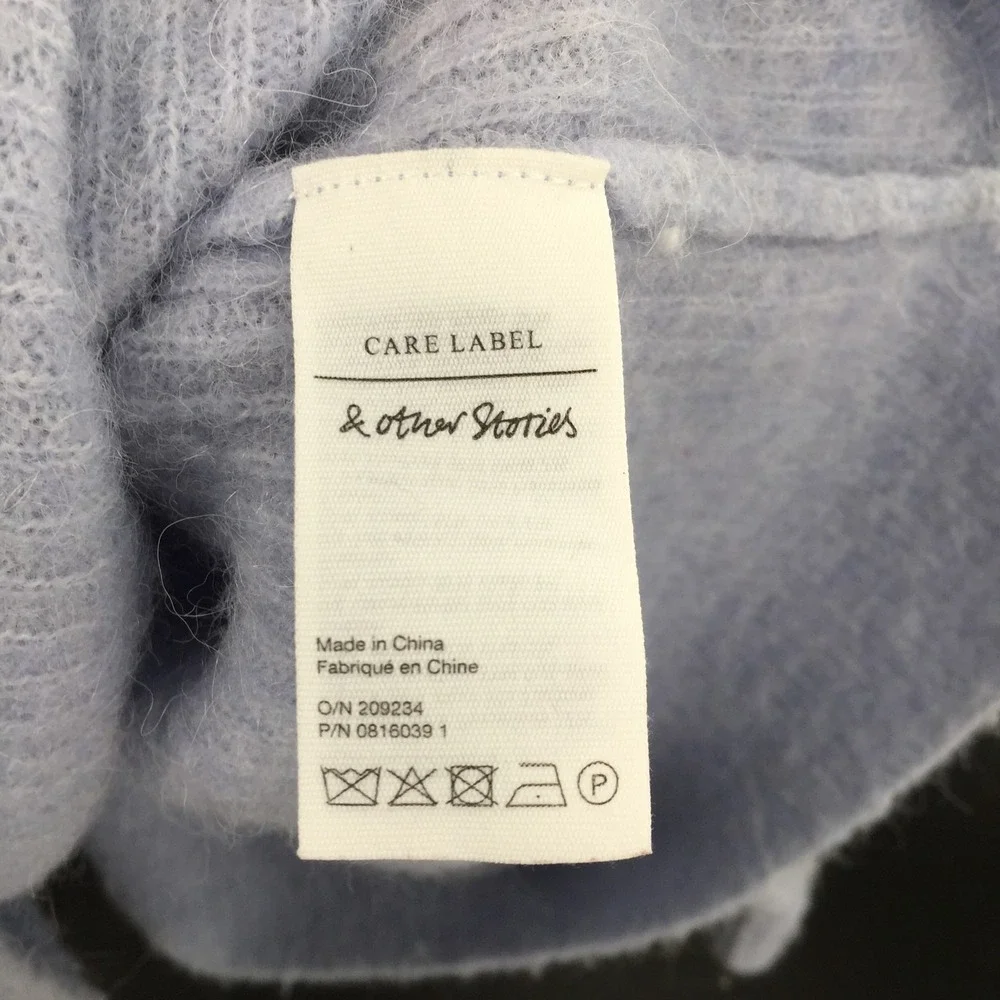 & other stories anthropologie alpaca wool blue periwinkle‎ Blue V Neck Sweater S